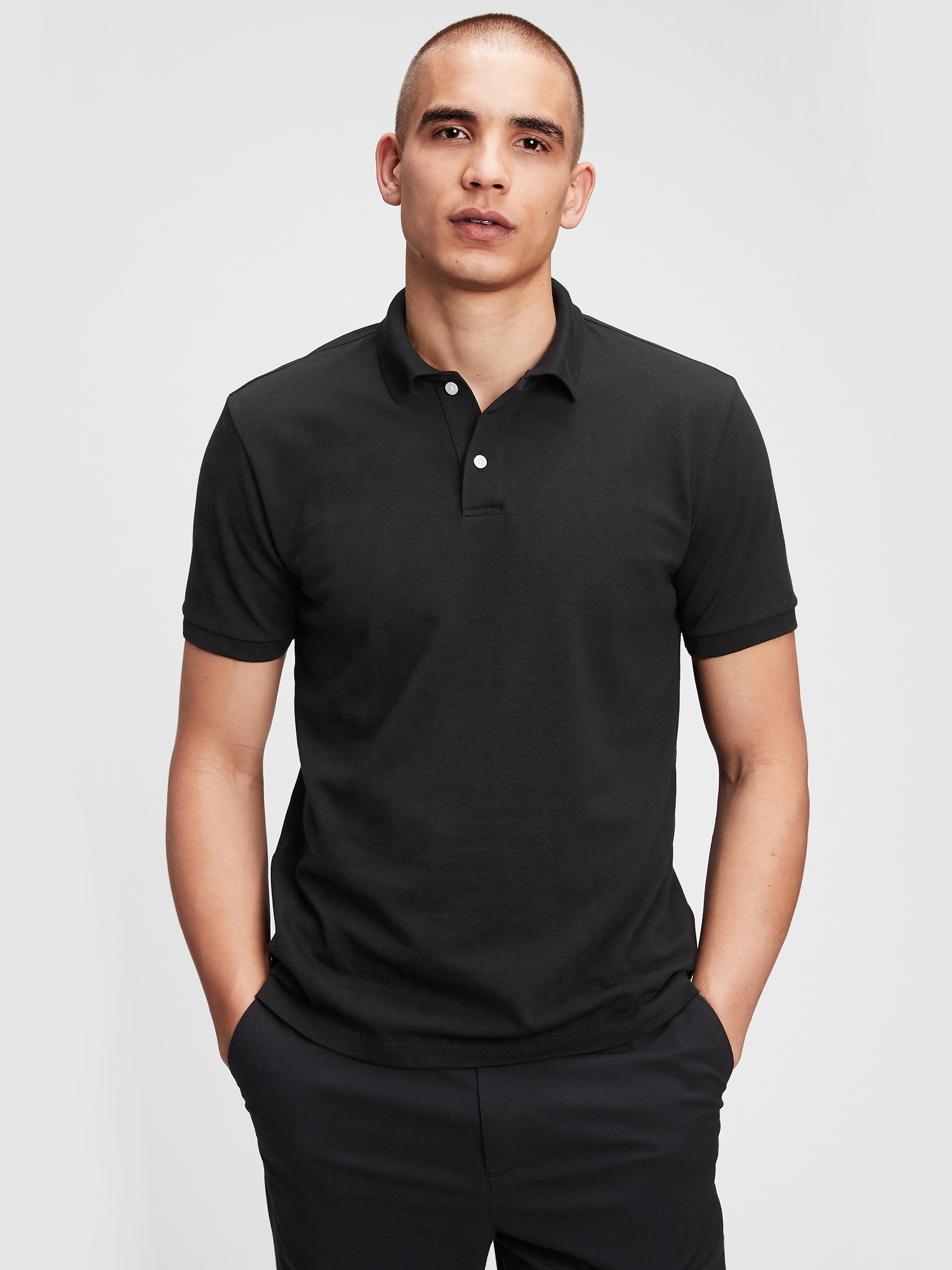 Gap All Day Pique Polo Shirt Shirt In Black