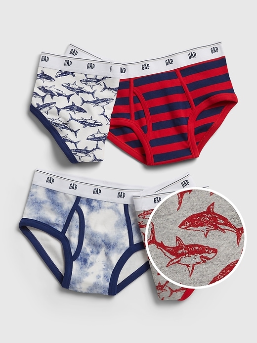 Image number 1 showing, Kids 100% Organic Cotton Print Briefs (4-Pack)
