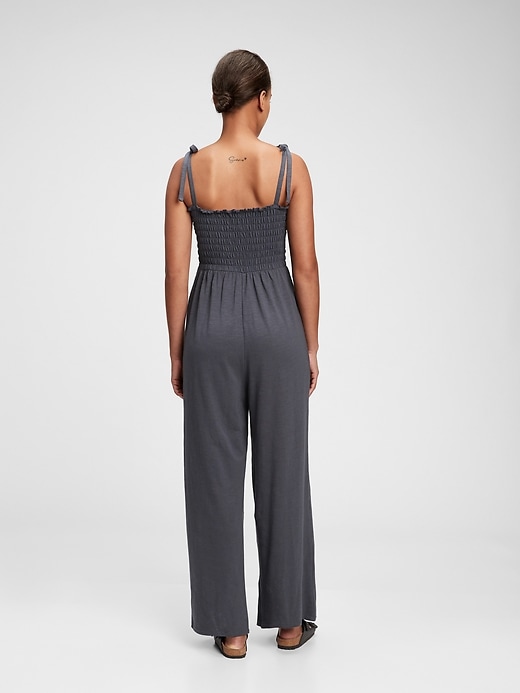 View large product image 2 of 8. Smocked Shoulder-Tie Jumpsuit