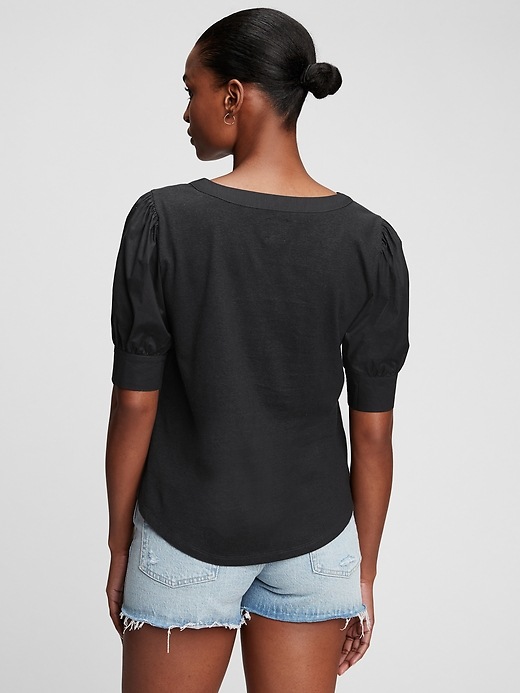 Image number 2 showing, Puff Sleeve Henley Top