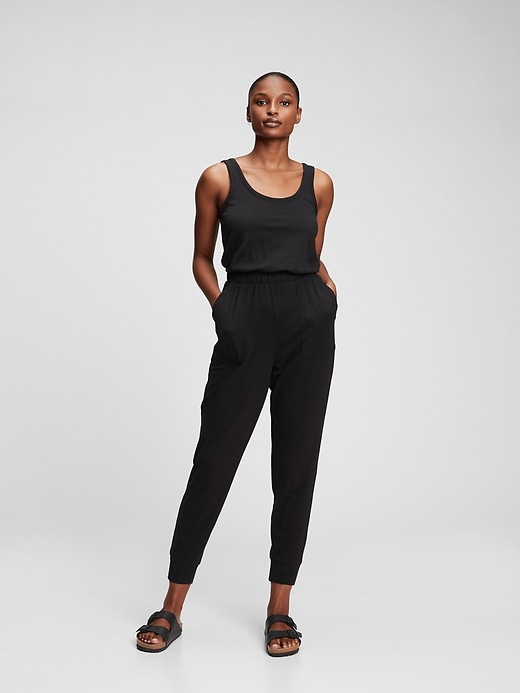 View large product image 1 of 7. Sleeveless Patch Pocket Jumpsuit