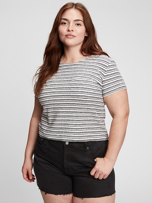 Image number 4 showing, Relaxed Cropped Stripe Pocket T-Shirt