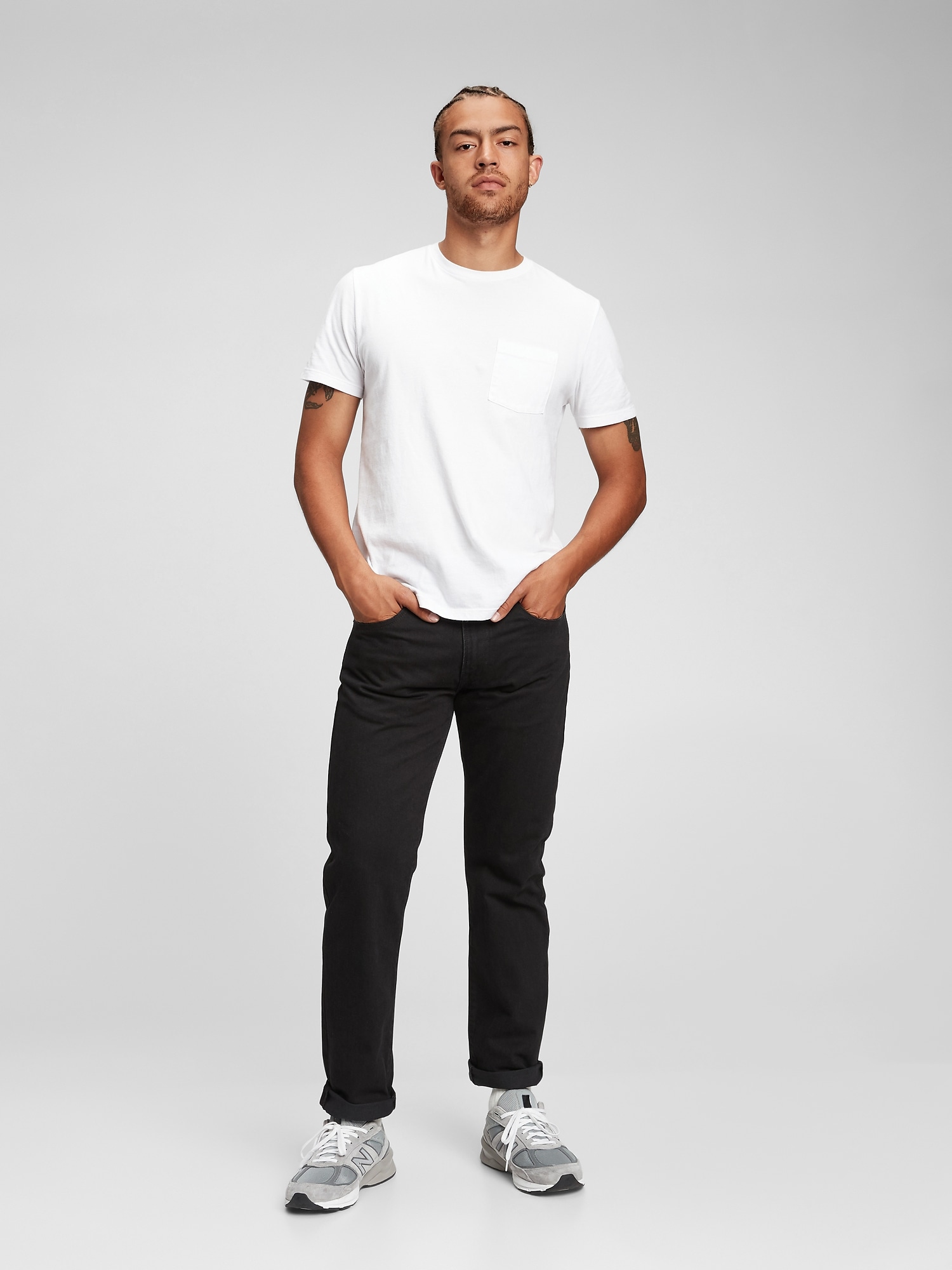 Gap Straight Jeans With Washwell In Black