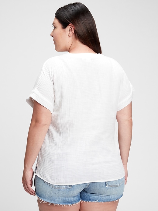 Image number 2 showing, V-Neck Gauze Top