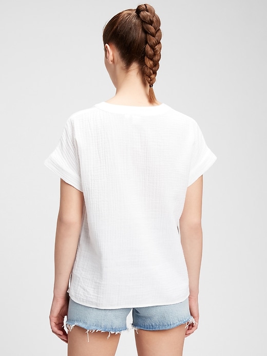 Image number 5 showing, V-Neck Gauze Top