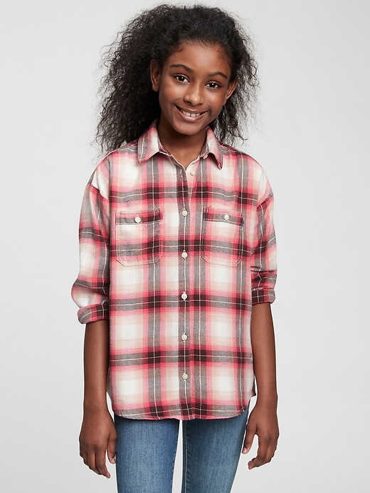 Kids Oversized Plaid Shirt | Gap