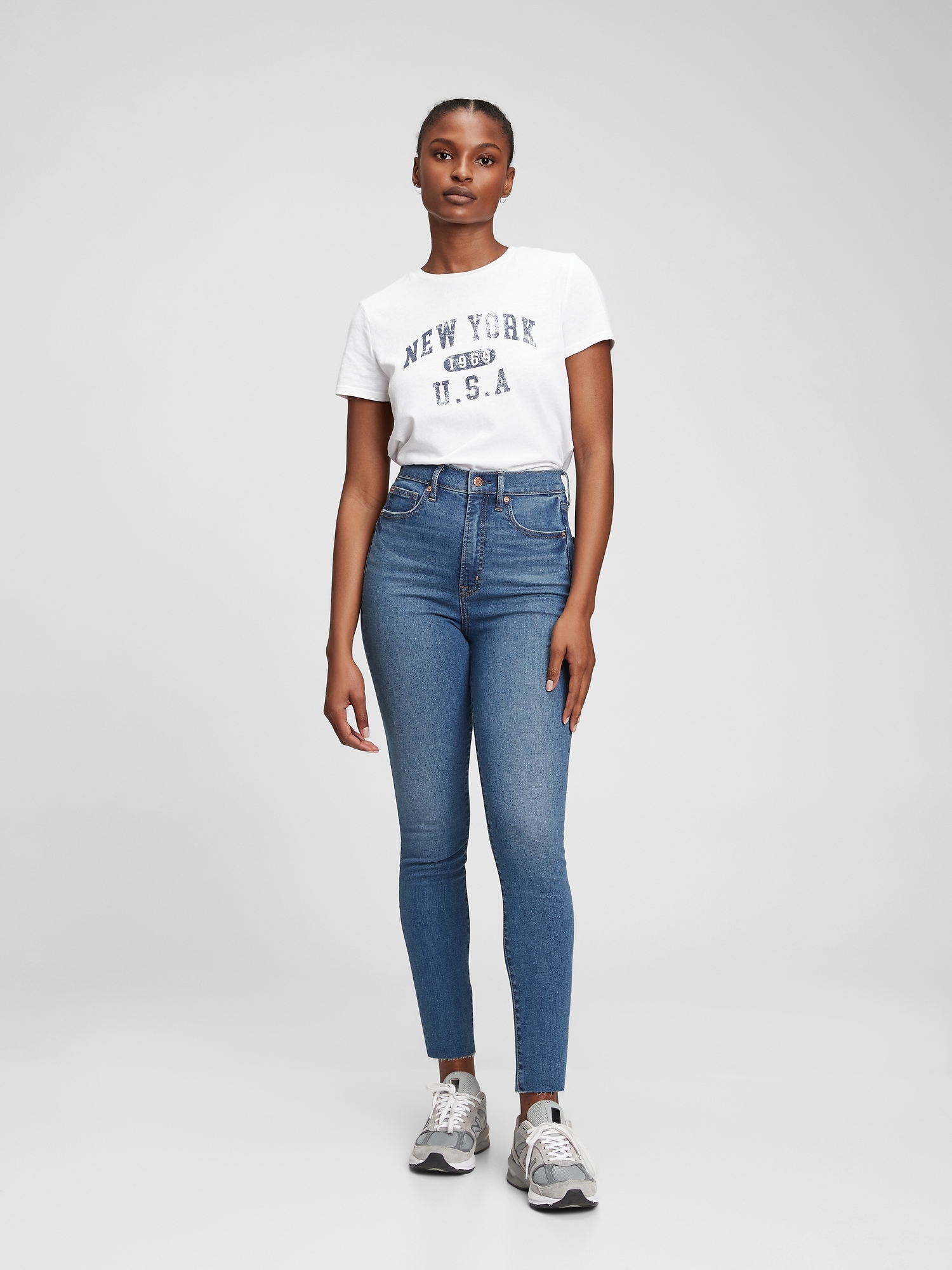 Gap Sky High Rise True Skinny Jeans With Washwell In Medium Indigo