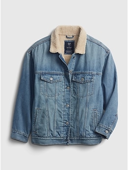 Teen Oversized Denim Sherpa Jacket | Gap