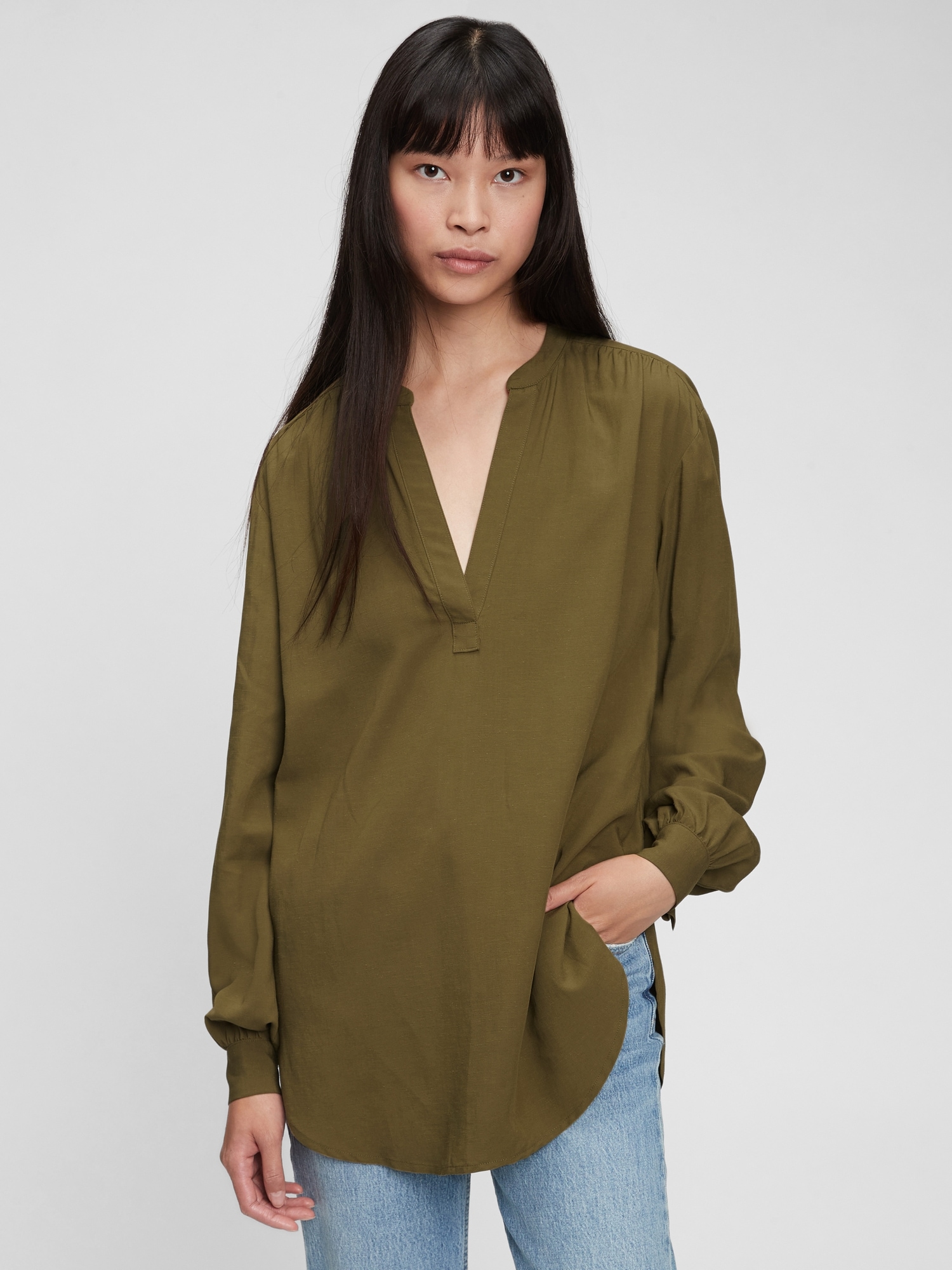 gap linen popover tunic