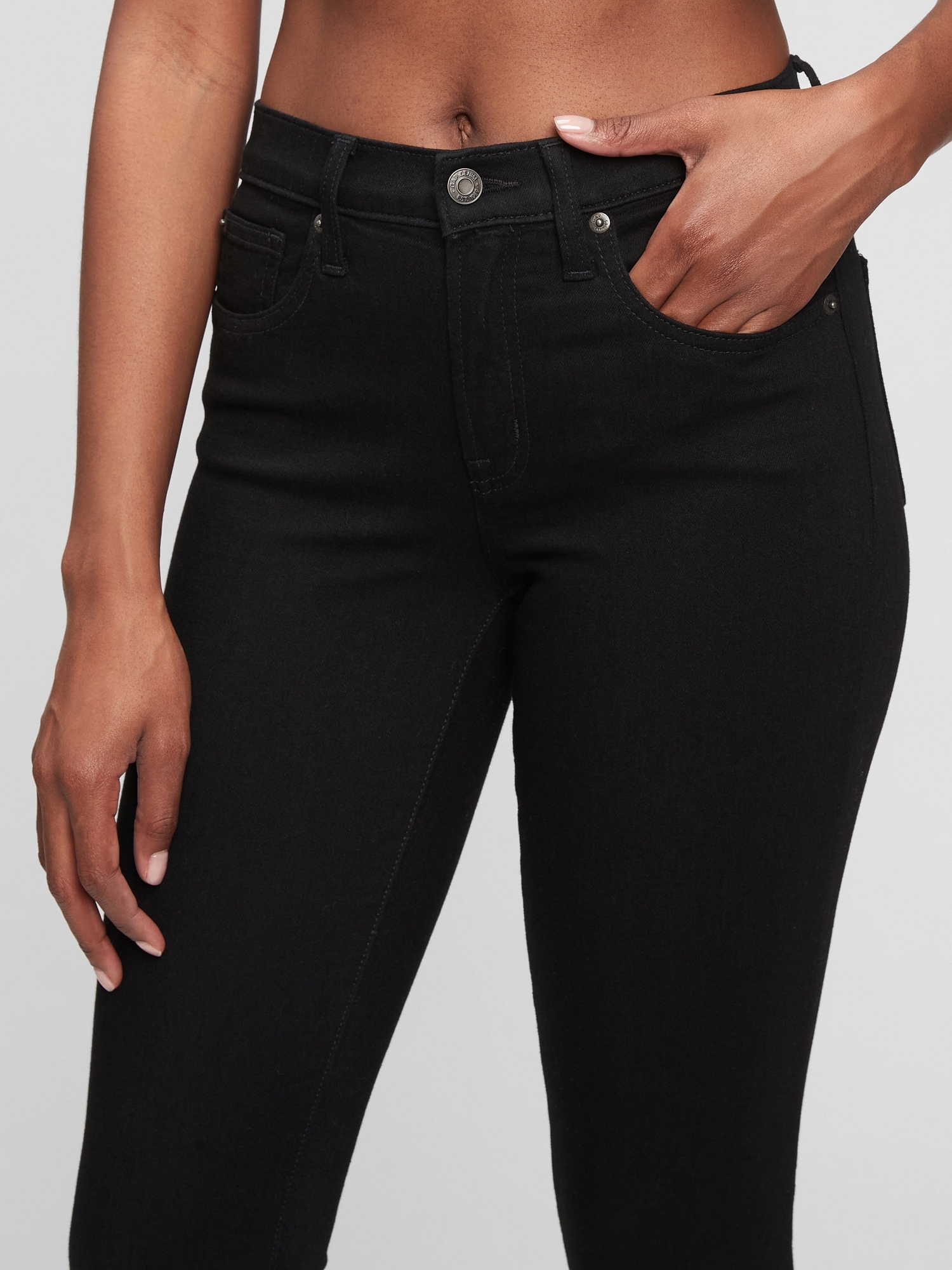 Gap Mid Rise True Skinny Jeans In Everblack, Black SIZE 30 SHORT #864424  O0811H