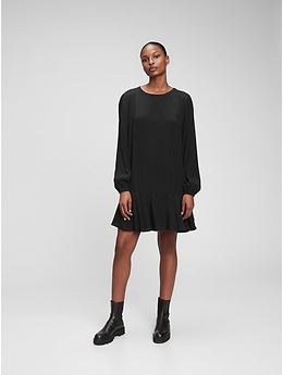 gap long sleeve black dress