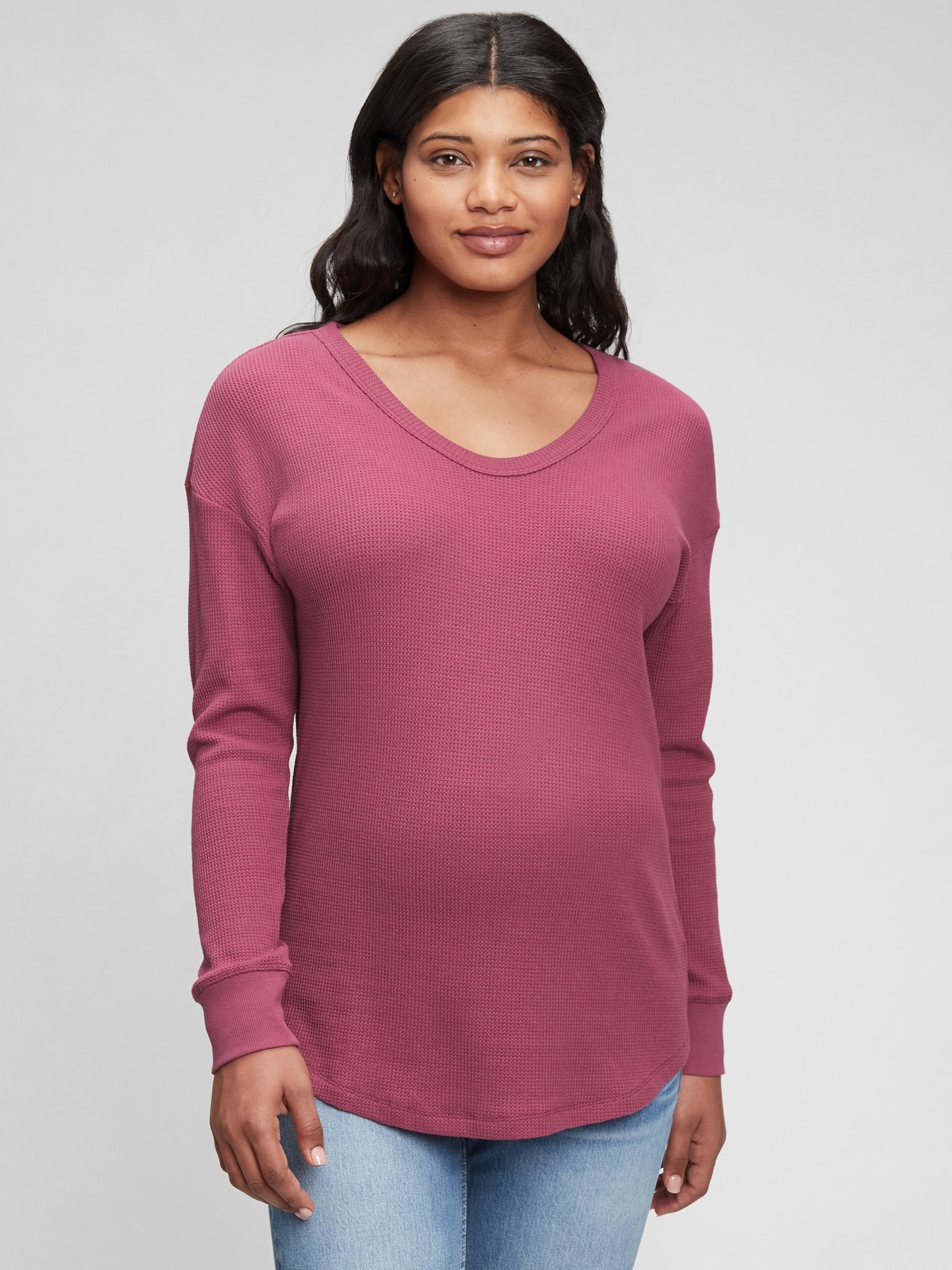 Gap Maternity Waffle Tunic T-shirt In Damson Purple