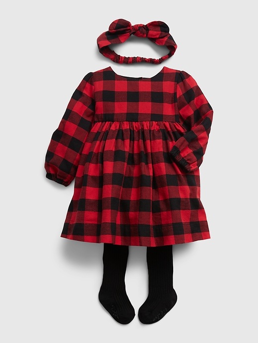 Image number 3 showing, Baby Plaid Dress Outfit Set