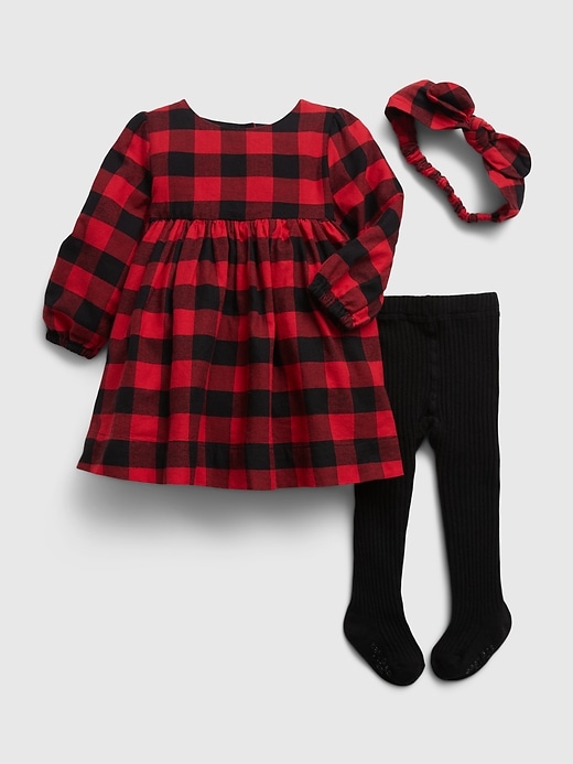Image number 1 showing, Baby Plaid Dress Outfit Set