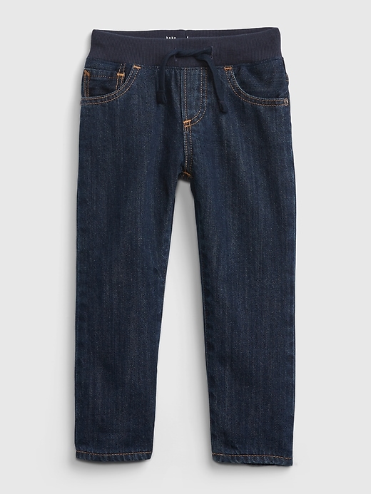 Image number 1 showing, Toddler Lined Slim Pull-On Jeans with Washwell &#153