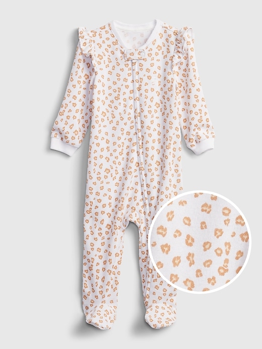 Image number 1 showing, Baby Ruffle Print Footed One-Piece