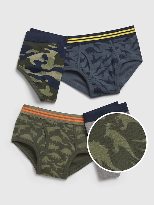 Image number 1 showing, Kids 100% Organic Cotton Print Briefs (4-Pack)