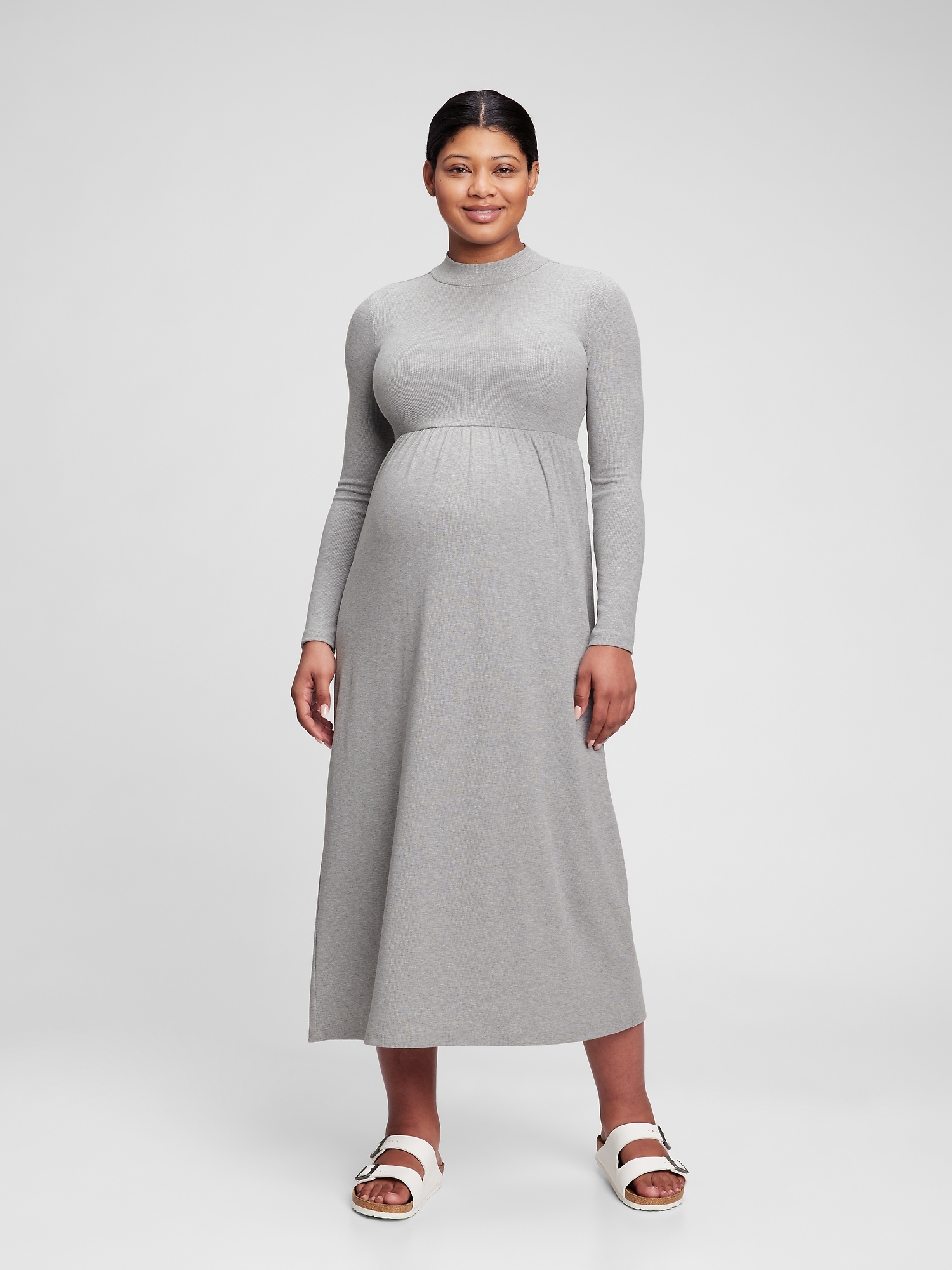 long grey maternity dress