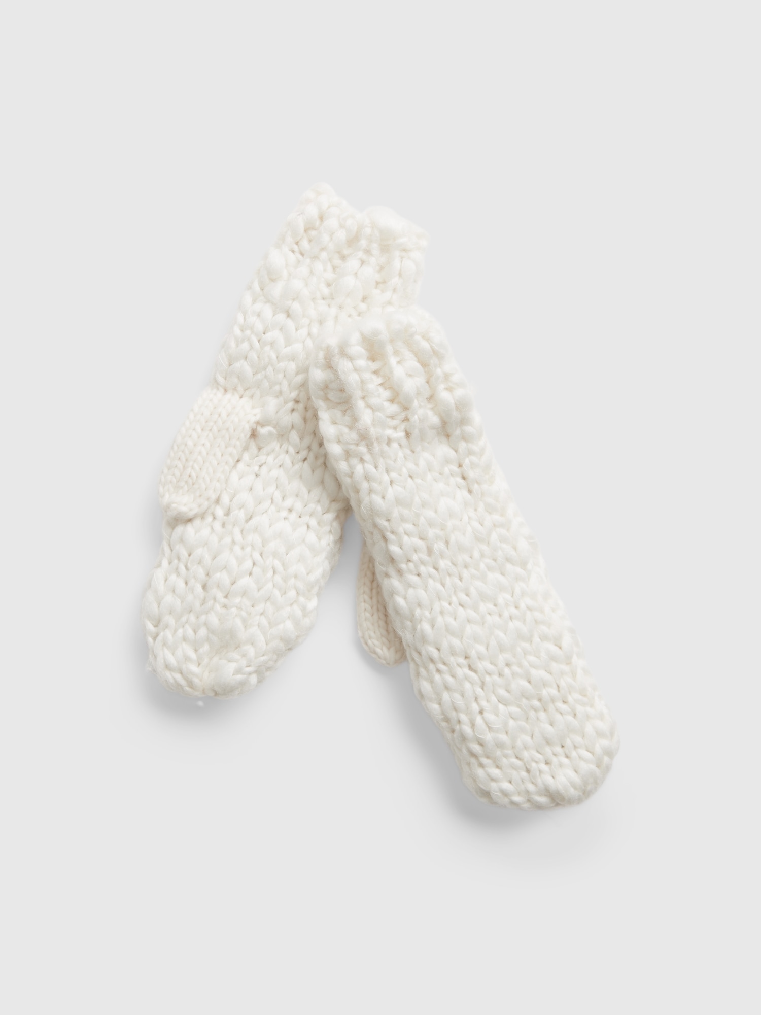 Gap Cable Knit Mittens In Marled White
