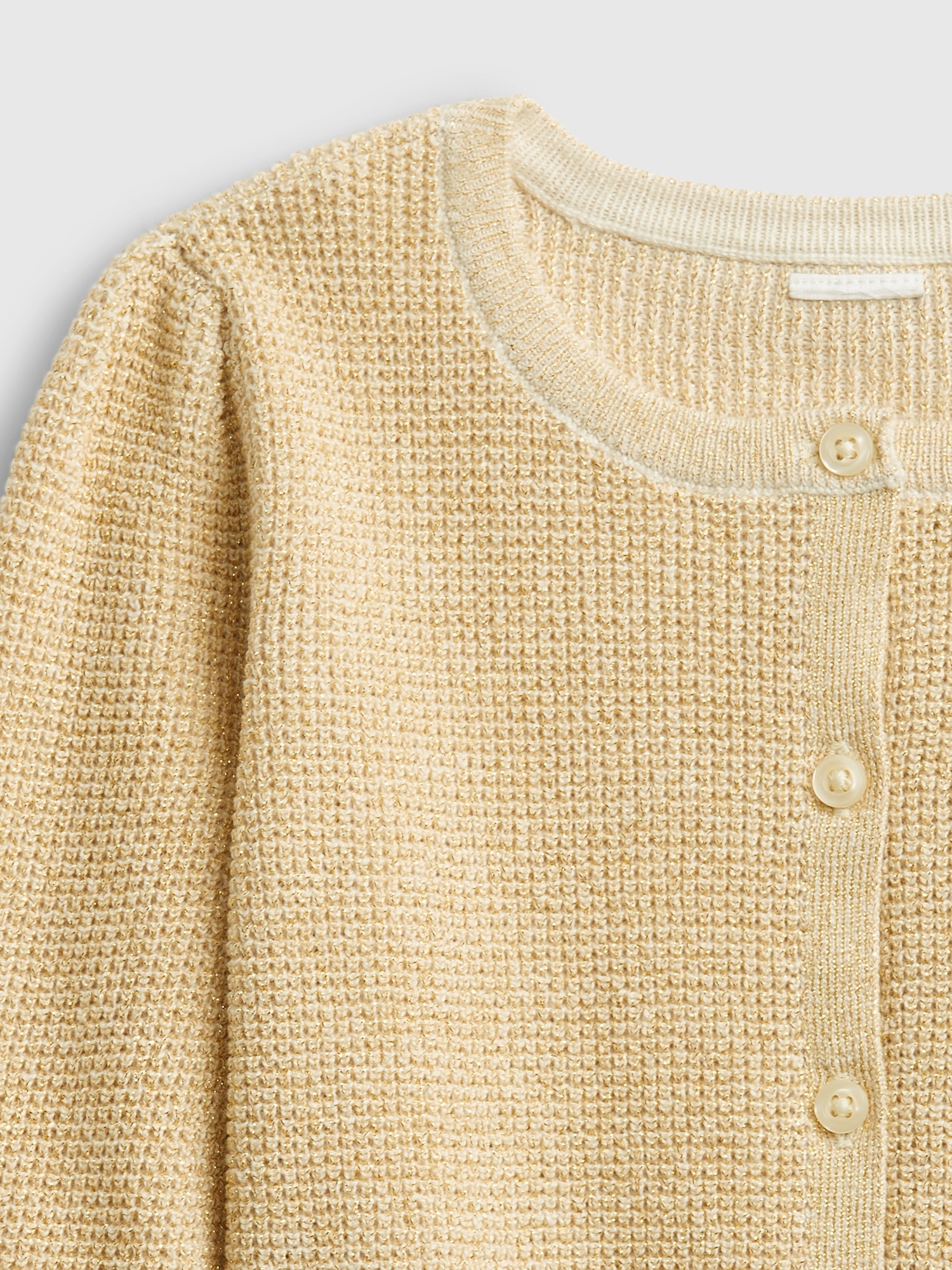 Puff Sleeves Oversize Waffle Knit Sweater in Cream