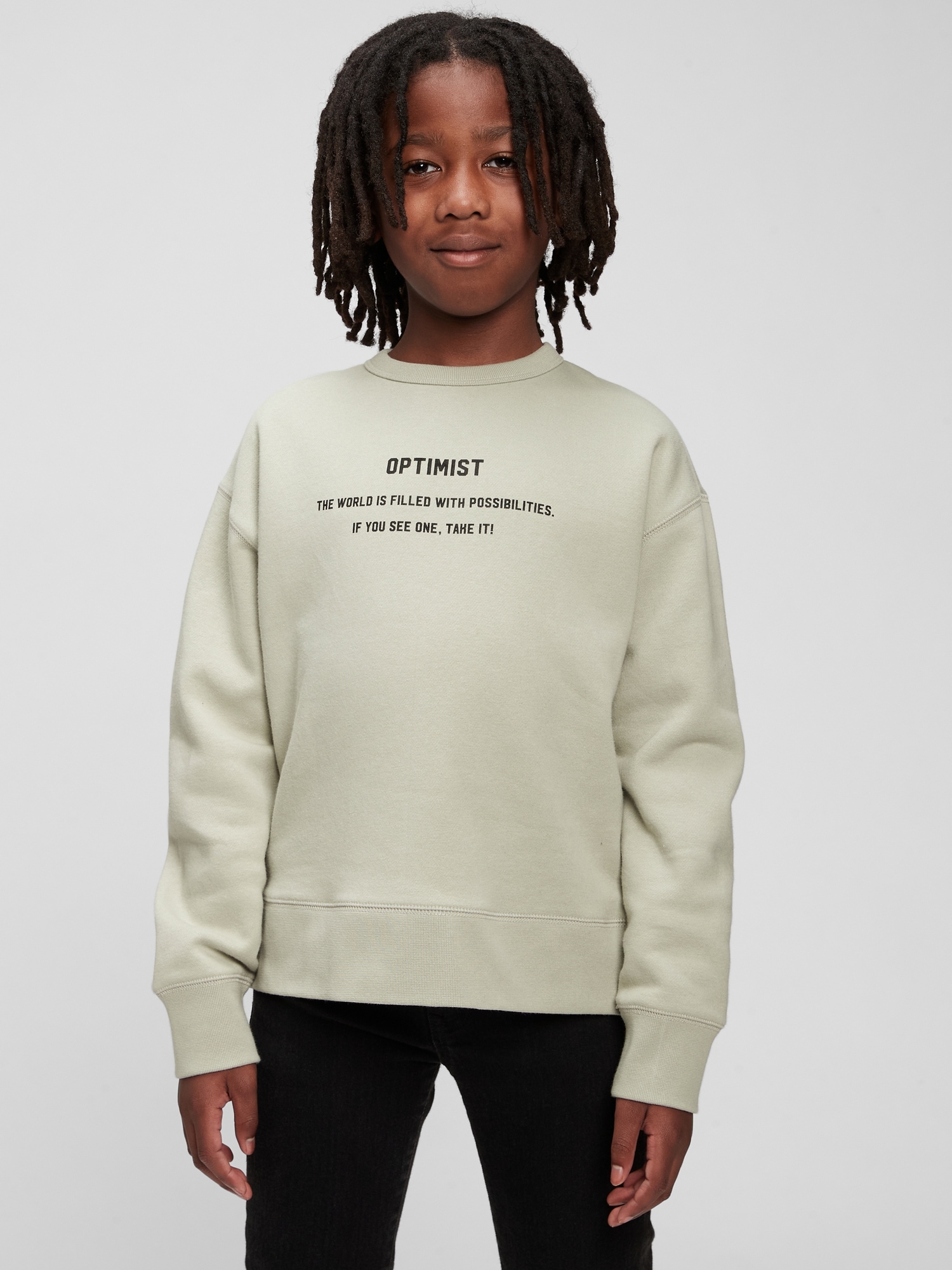 white graphic crewneck sweatshirt