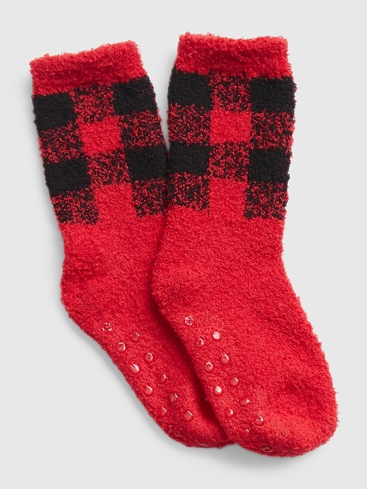 View large product image 1 of 1. Toddler Buffalo Plaid Cozy Socks