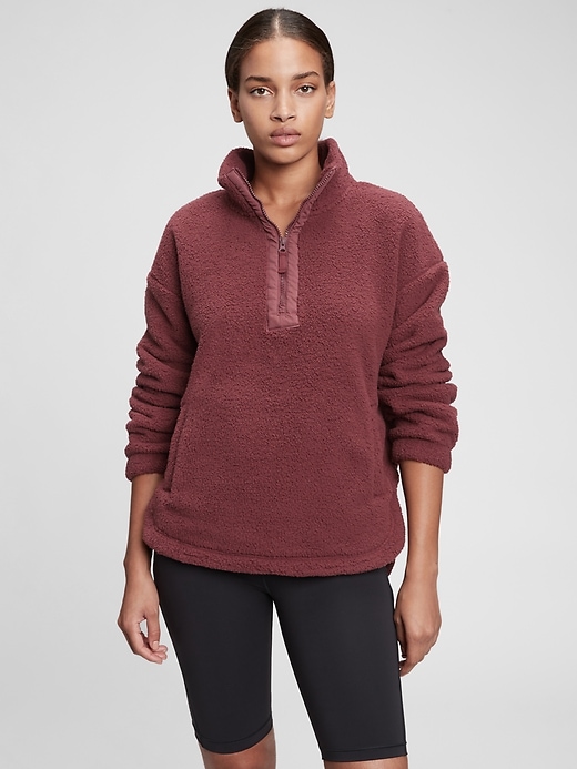 Gap sherpa best sale half zip hoodie