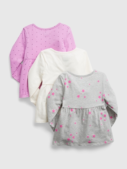 Image number 2 showing, Toddler 100% Organic Cotton Mix and Match Print Peplum Top (3-Pack)