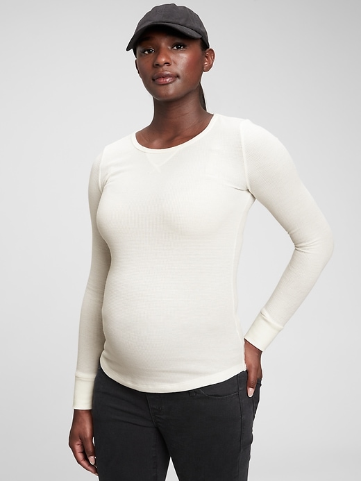 Image number 3 showing, Maternity Waffle Crewneck T-Shirt