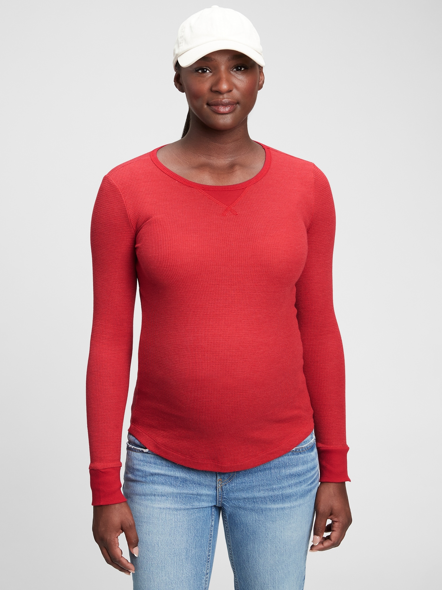 Gap Maternity Waffle Crewneck T-shirt In Modern Red