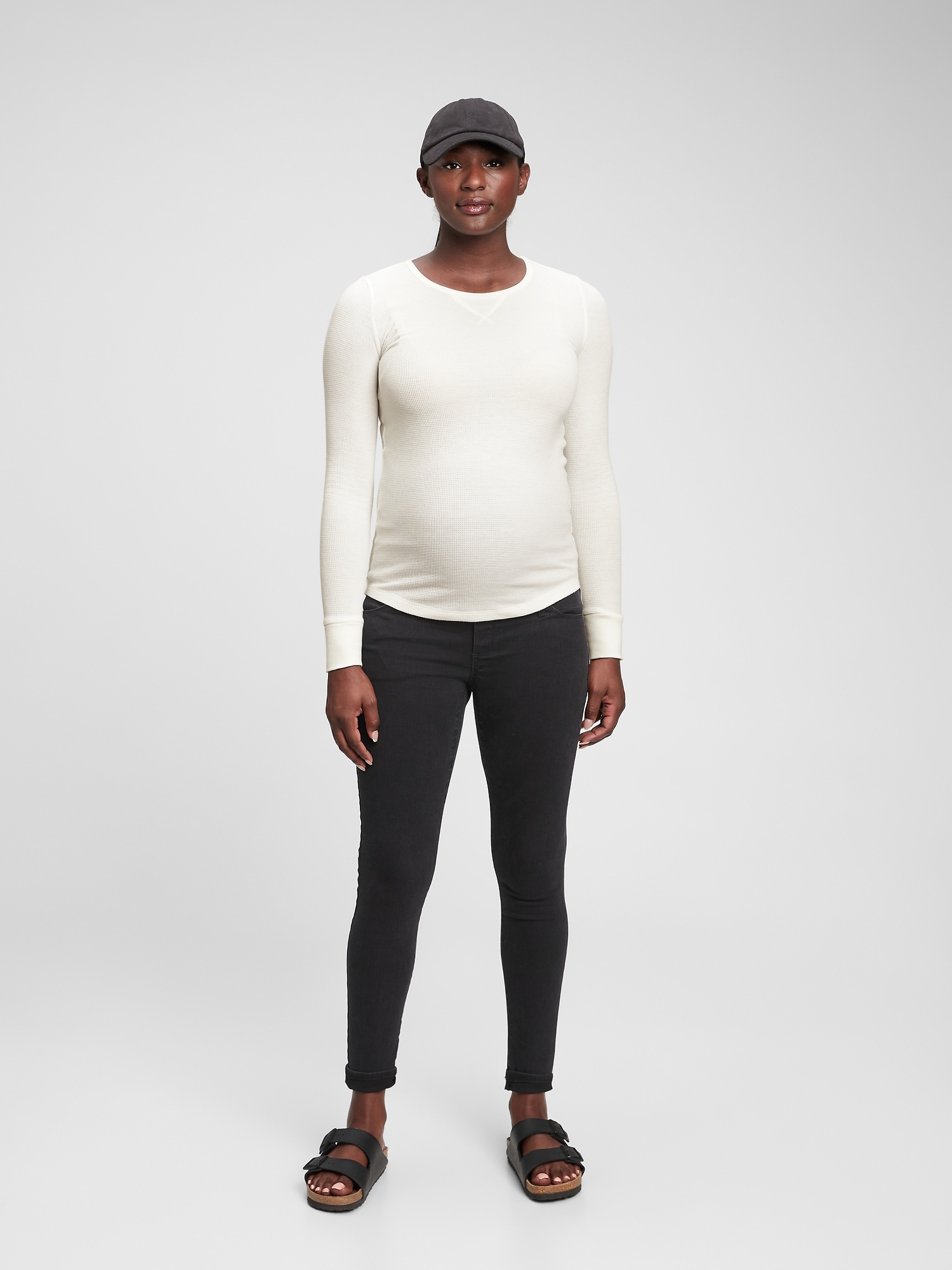 Gap Maternity Waffle Crewneck T-shirt In Ivory Frost White