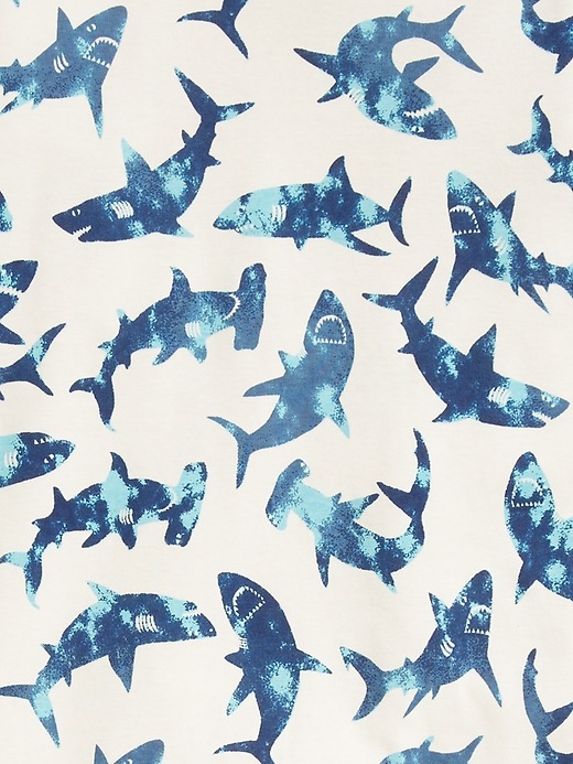 Image number 2 showing, Kids 100% Organic Cotton Shark Print PJ Set