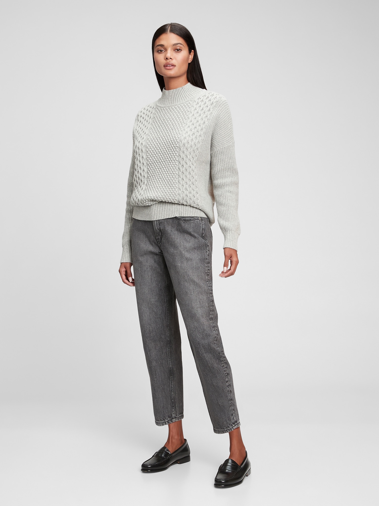 Cable Knit Mockneck Sweater | Gap