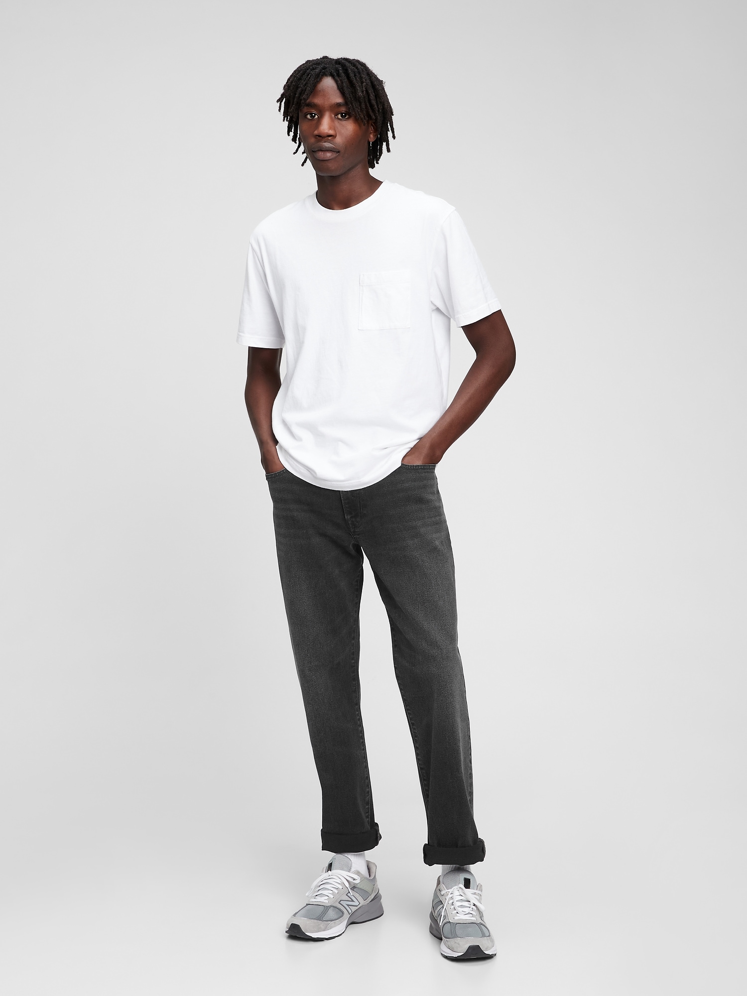 Gap 365temp Straight Performance Jeans In Flex With Washwell In Washed Black