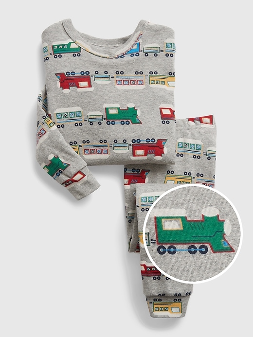 Image number 1 showing, babyGap 100% Organic Cotton Train Print PJ Set