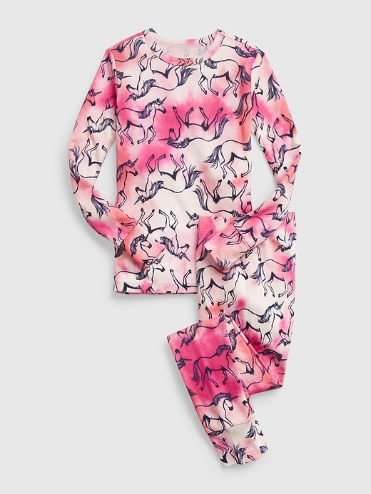 Image number 1 showing, Kids 100% Organic Cotton Tie-Dye Unicorn Print PJ Set