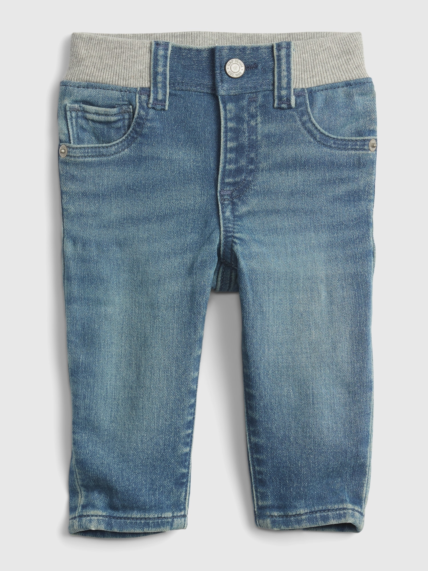 Gap Baby Organic Knit-denim Slim Jeans In Light Wash