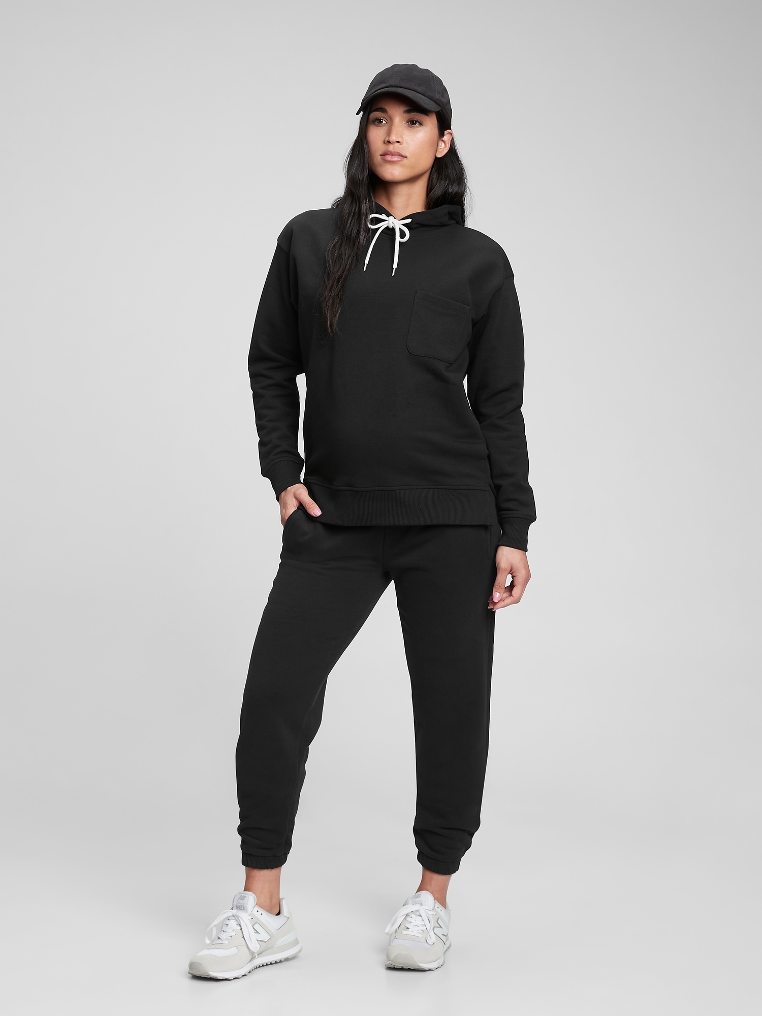 Gap Maternity Supersoft Terry Hoodie In Black