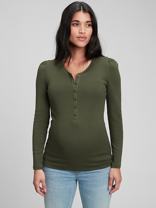 Image number 6 showing, Maternity Modern Henley Crewneck T-Shirt