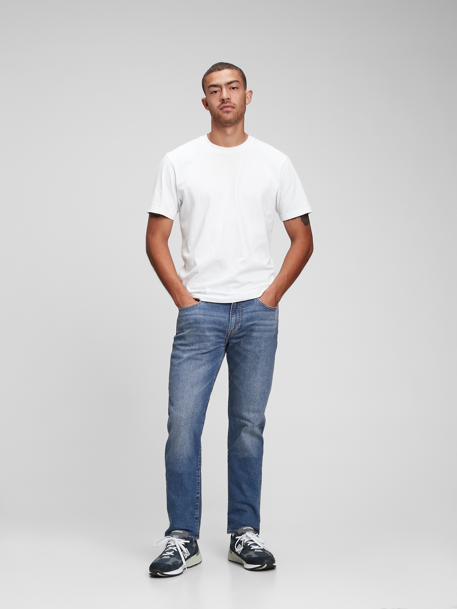 Gap Flex Straight Jeans With Washwell In Medium Wash