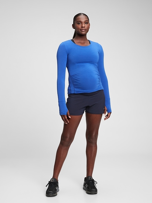Image number 1 showing, Maternity GapFit Wide Waistband 3.5" Running Shorts