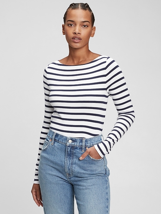 Modern Long Sleeve Striped Boatneck T-Shirt | Gap