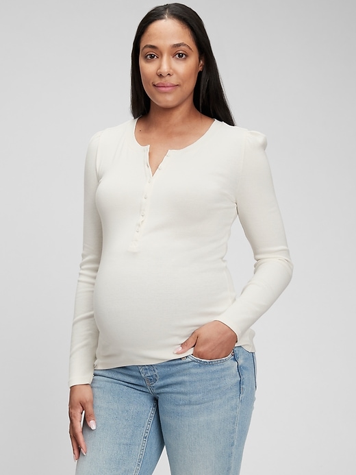 Image number 5 showing, Maternity Modern Henley Crewneck T-Shirt