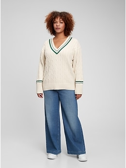 Cable Knit V-Neck Sweater | Gap