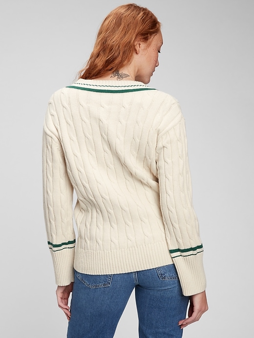 Cable Knit VNeck Sweater Gap