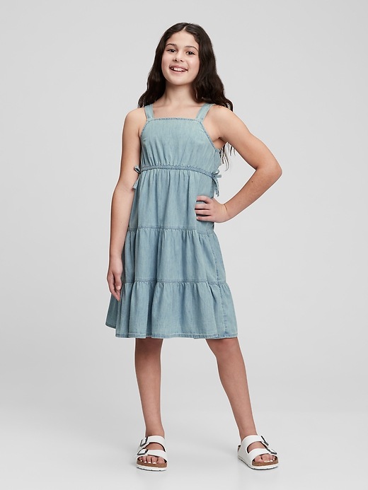 Image number 2 showing, Kids Denim Tiered Tank Dress with Washwell