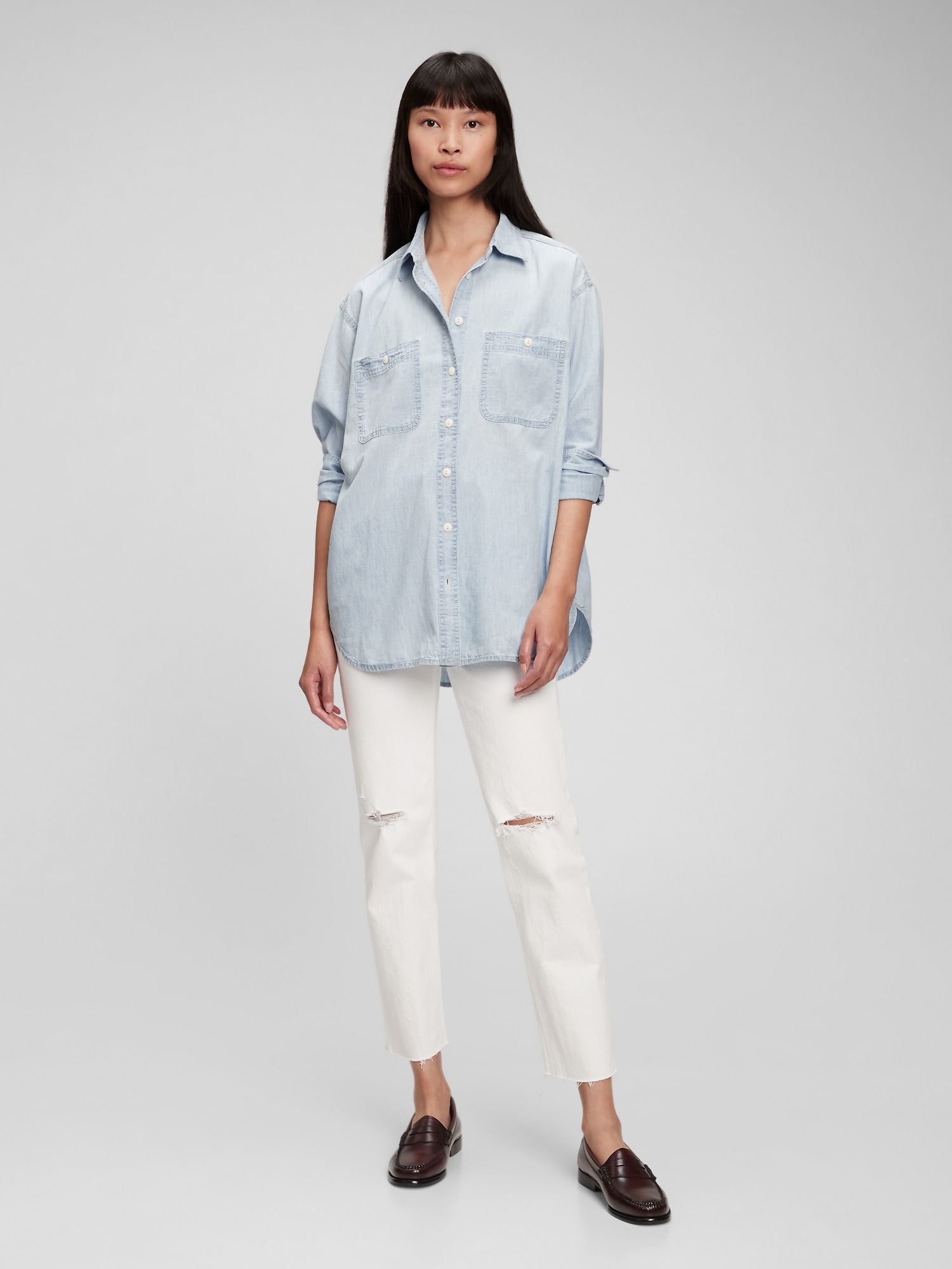 gap denim button down shirt