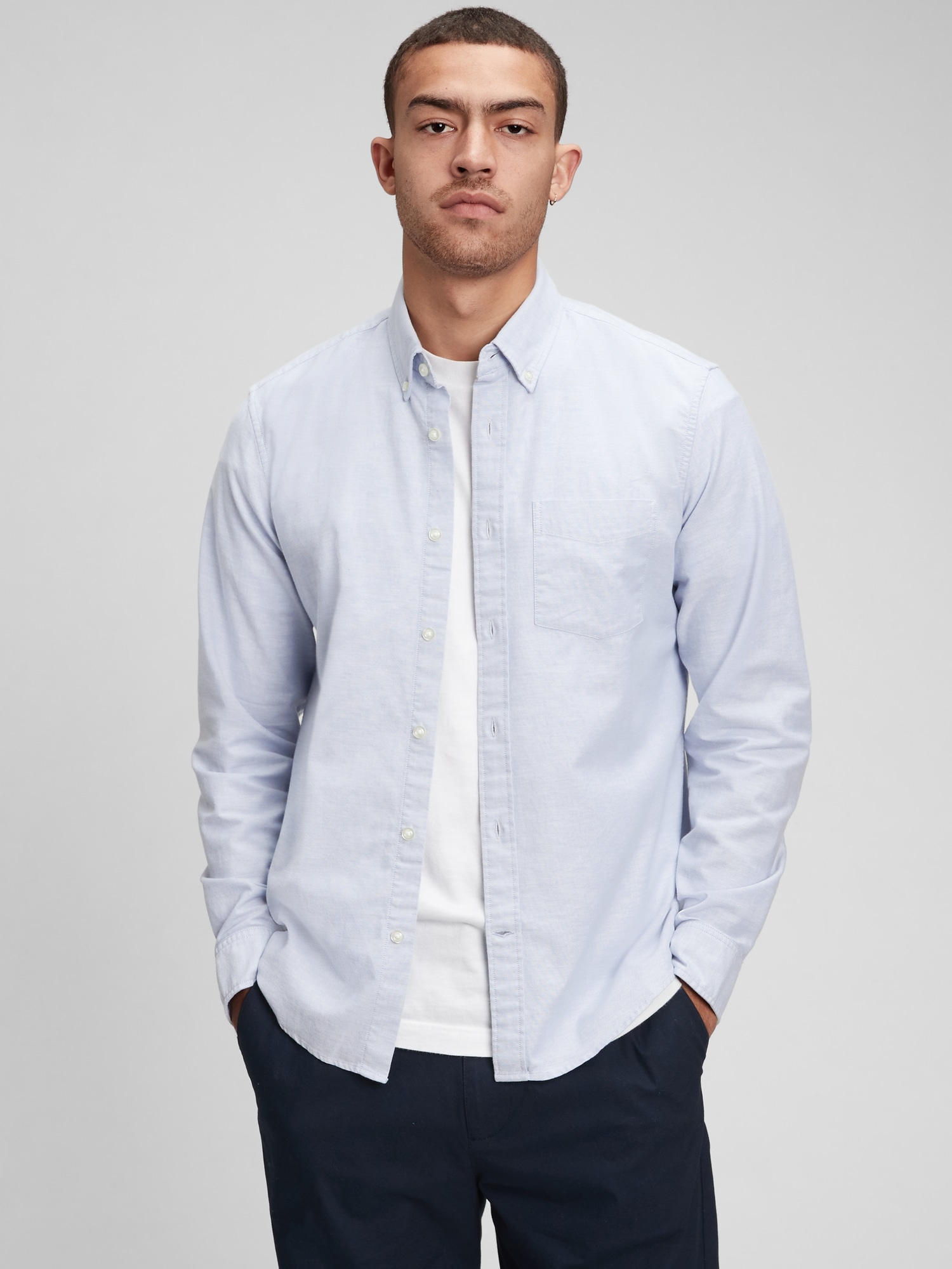 Gap Classic Oxford Shirt In Untucked Fit With In-conversion Cotton In Blue Oxford