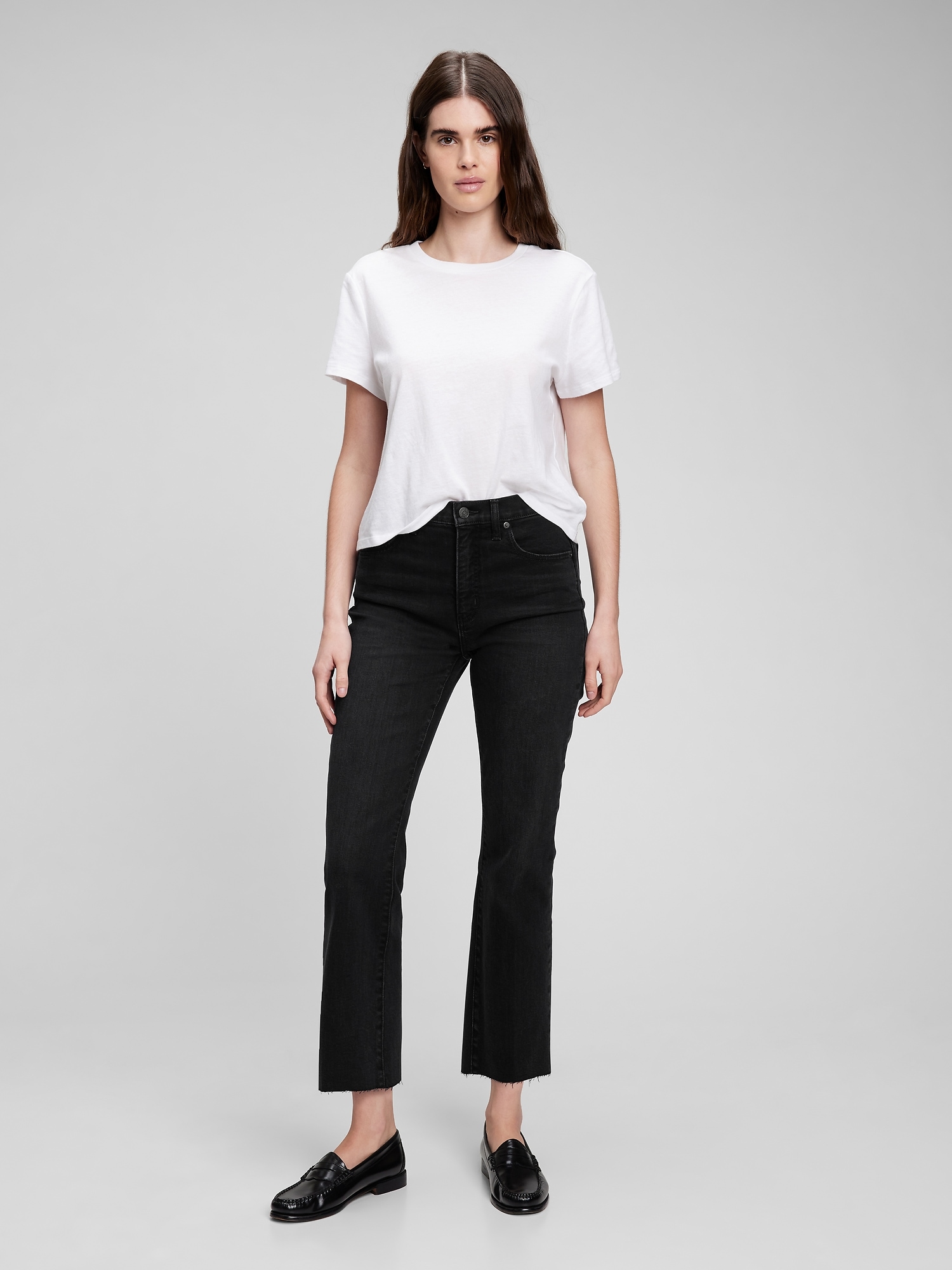 Gap High Rise Kick Fit Jeans With Washwell In Washed Black
