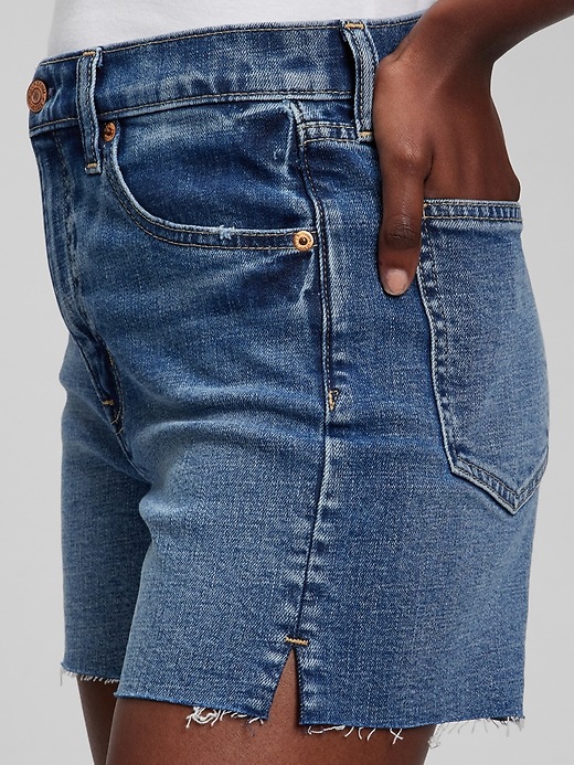 Image number 3 showing, 4" High Rise Denim Shorts